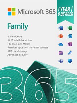 Microsoft Office 365 Family 1 Year / 6 Devices Microsoft Account